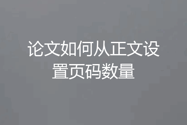论文如何从正文设置页码数量