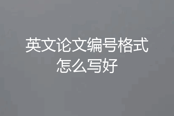 英文论文编号格式怎么写好