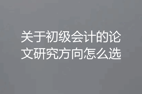 关于初级会计的论文研究方向怎么选