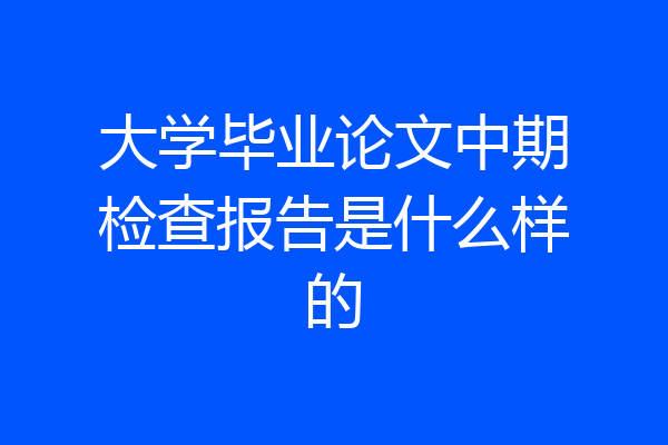大学毕业论文中期检查报告是什么样的