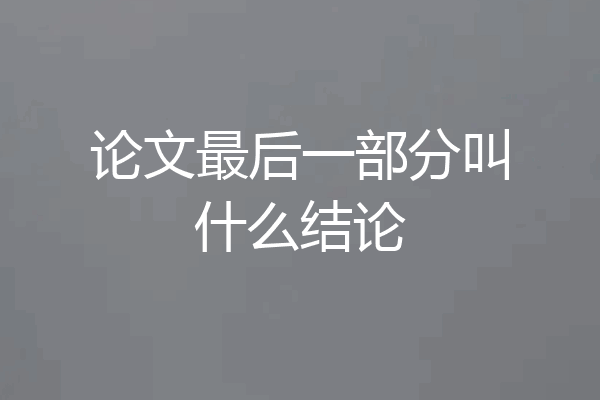 论文最后一部分叫什么结论