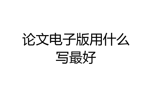 论文电子版用什么写最好