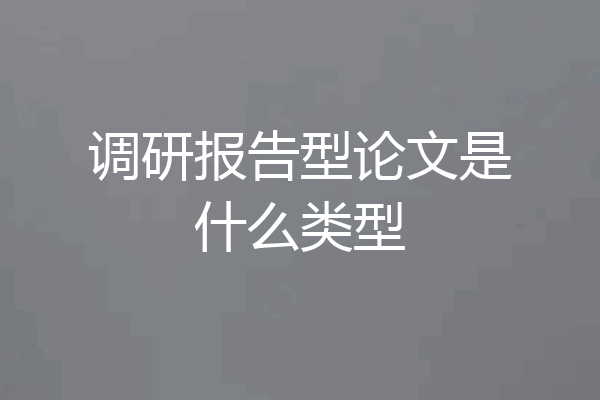 调研报告型论文是什么类型