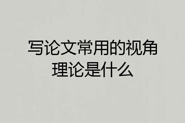 写论文常用的视角理论是什么