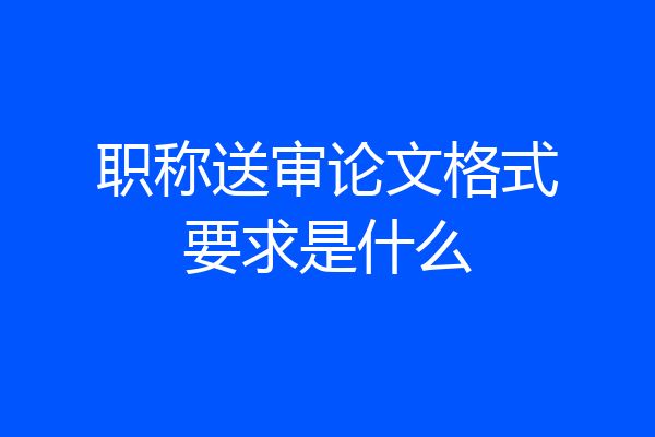职称送审论文格式要求是什么