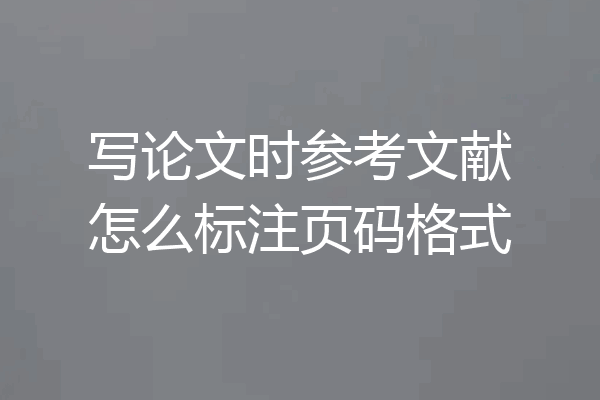 写论文时参考文献怎么标注页码格式
