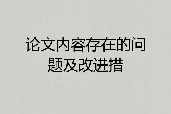 论文内容存在的问题及改进措