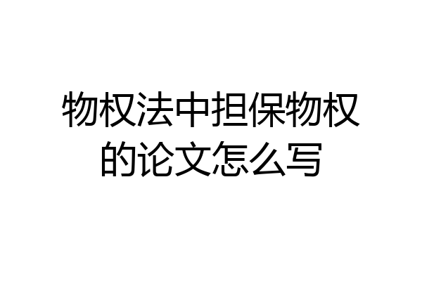 物权法中担保物权的论文怎么写