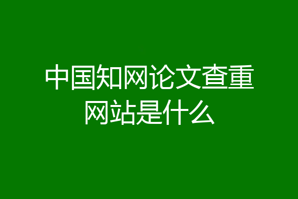 中国知网论文查重网站是什么