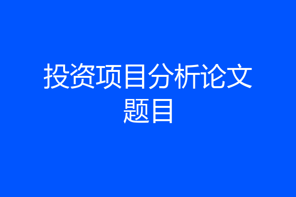 投资项目分析论文题目
