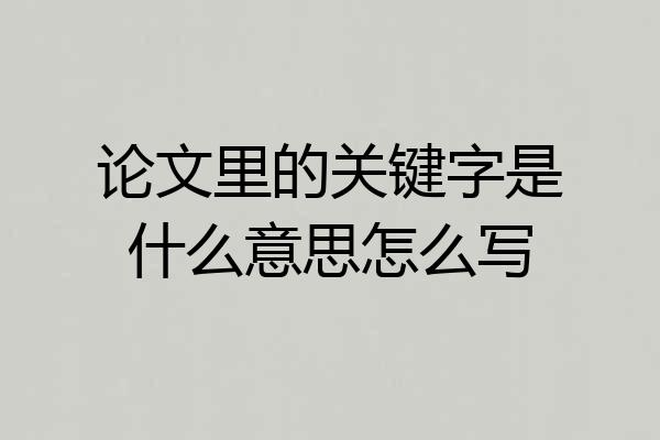 论文里的关键字是什么意思怎么写