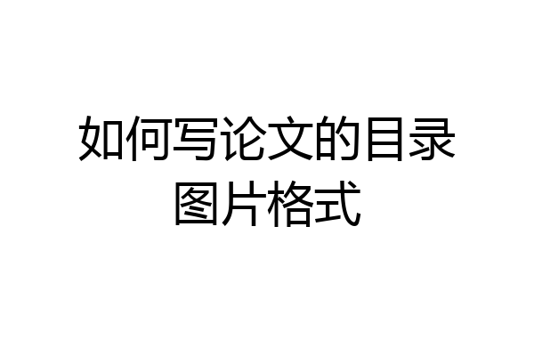 如何写论文的目录图片格式