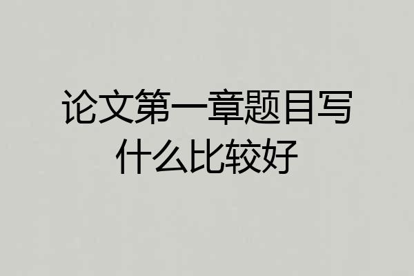 论文第一章题目写什么比较好