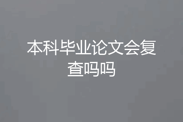 本科毕业论文会复查吗吗