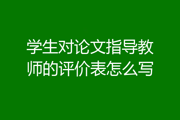 学生对论文指导教师的评价表怎么写