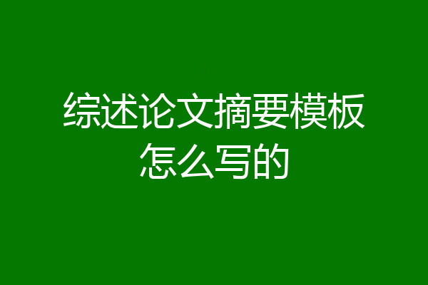 综述论文摘要模板怎么写的