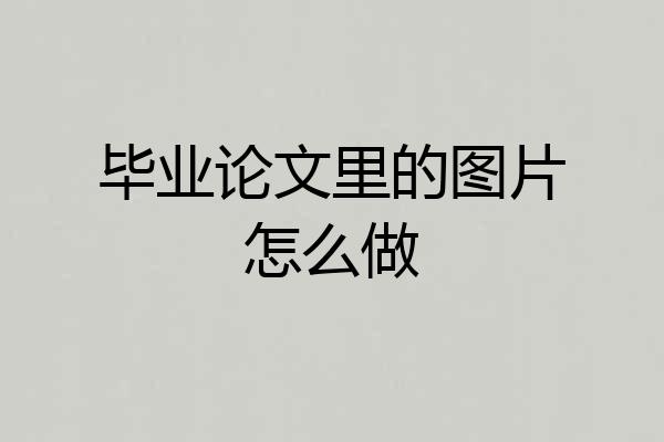 毕业论文里的图片怎么做