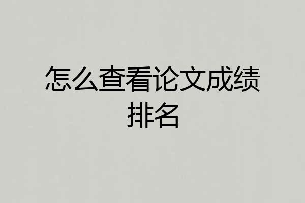 怎么查看论文成绩排名
