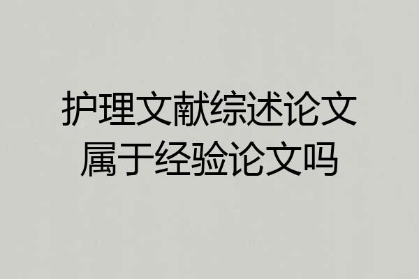 护理文献综述论文属于经验论文吗
