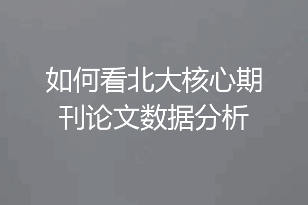如何看北大核心期刊论文数据分析