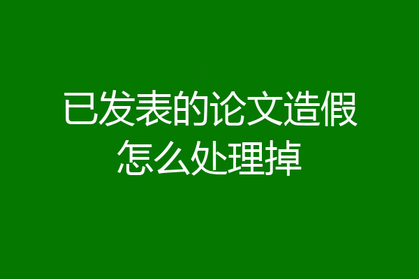 已发表的论文造假怎么处理掉
