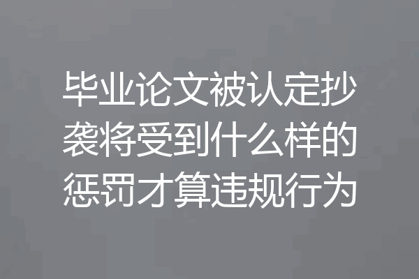毕业论文被认定抄袭将受到什么样的惩罚才算违规行为