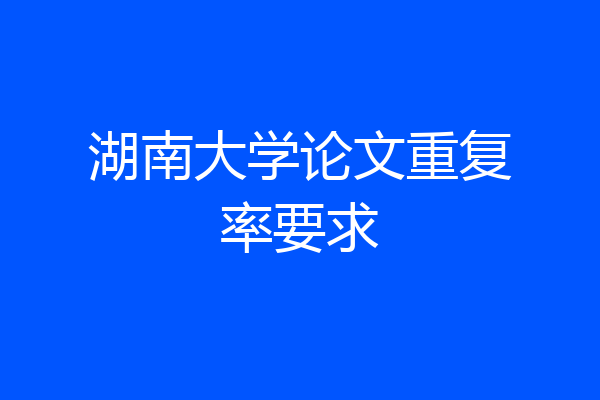 湖南大学论文重复率要求