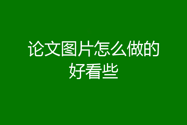 论文图片怎么做的好看些
