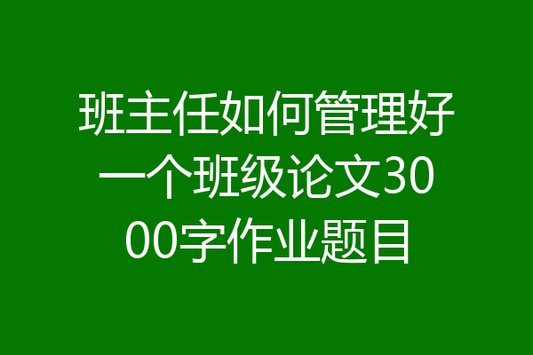 班主任如何管理好一个班级论文3000字作业题目
