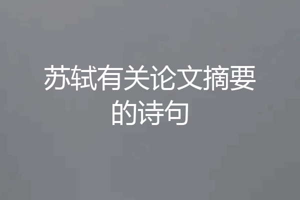 苏轼有关论文摘要的诗句