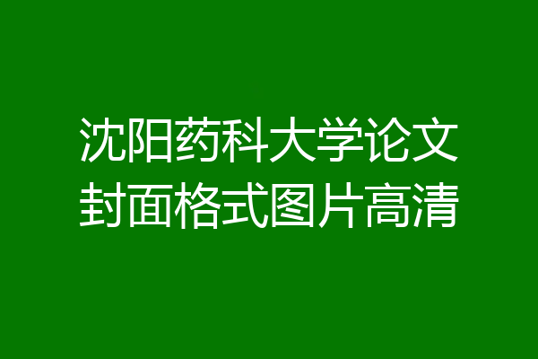沈阳药科大学论文封面格式图片高清