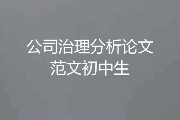 公司治理分析论文范文初中生