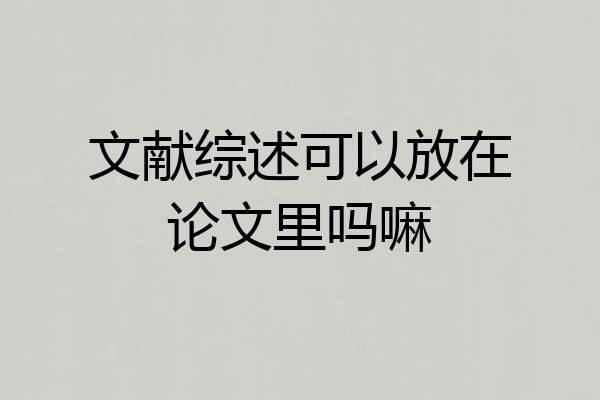 文献综述可以放在论文里吗嘛
