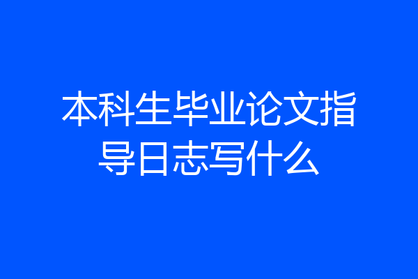 本科生毕业论文指导日志写什么