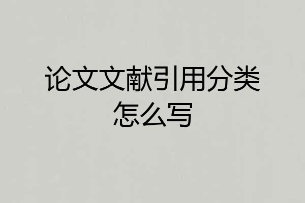 论文文献引用分类怎么写