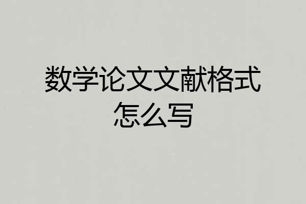 数学论文文献格式怎么写