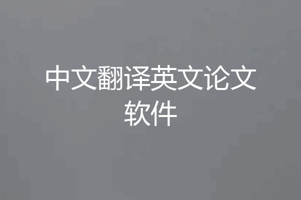 中文翻译英文论文软件