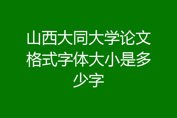 山西大同大学论文格式字体大小是多少字