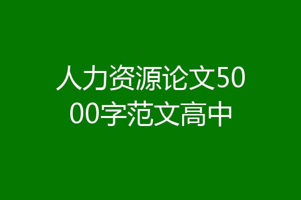 人力资源论文5000字范文高中