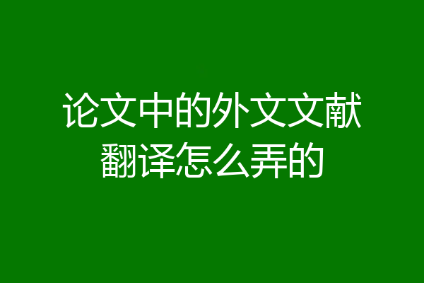 论文中的外文文献翻译怎么弄的