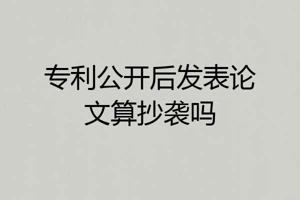 专利公开后发表论文算抄袭吗