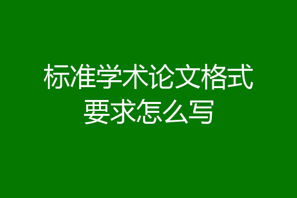 标准学术论文格式要求怎么写