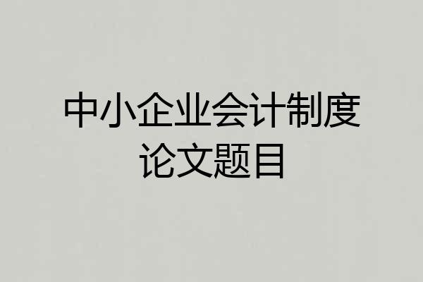 中小企业会计制度论文题目