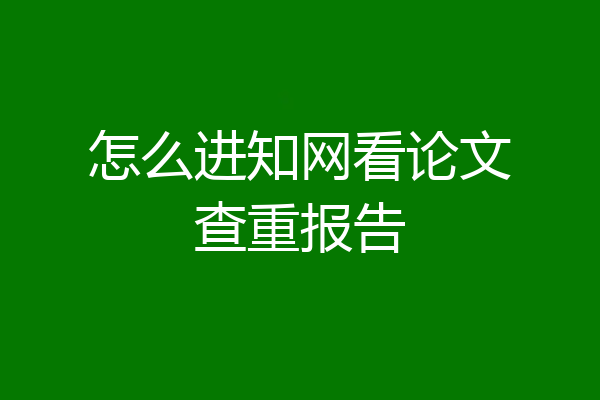怎么进知网看论文查重报告