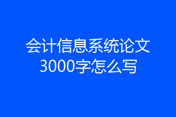 会计信息系统论文3000字怎么写
