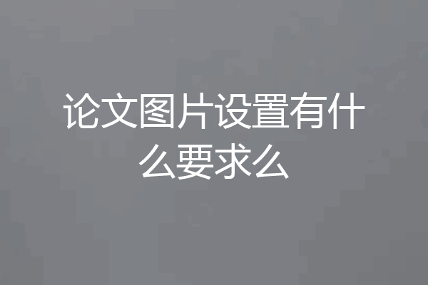 论文图片设置有什么要求么
