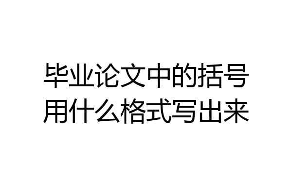 毕业论文中的括号用什么格式写出来