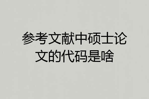 参考文献中硕士论文的代码是啥