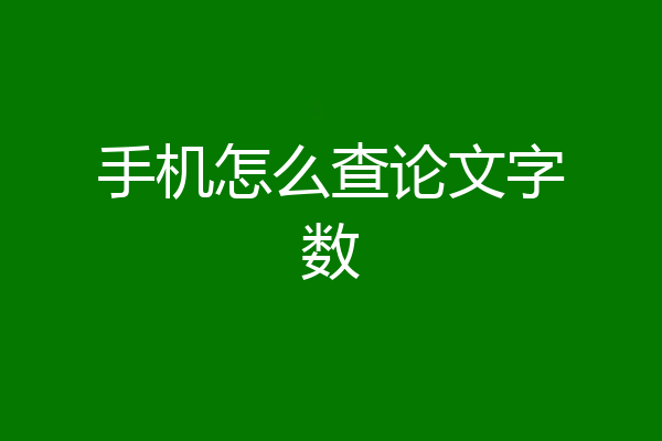 手机怎么查论文字数