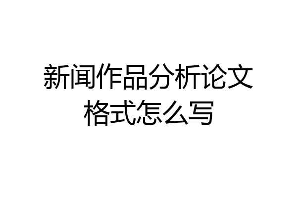 新闻作品分析论文格式怎么写